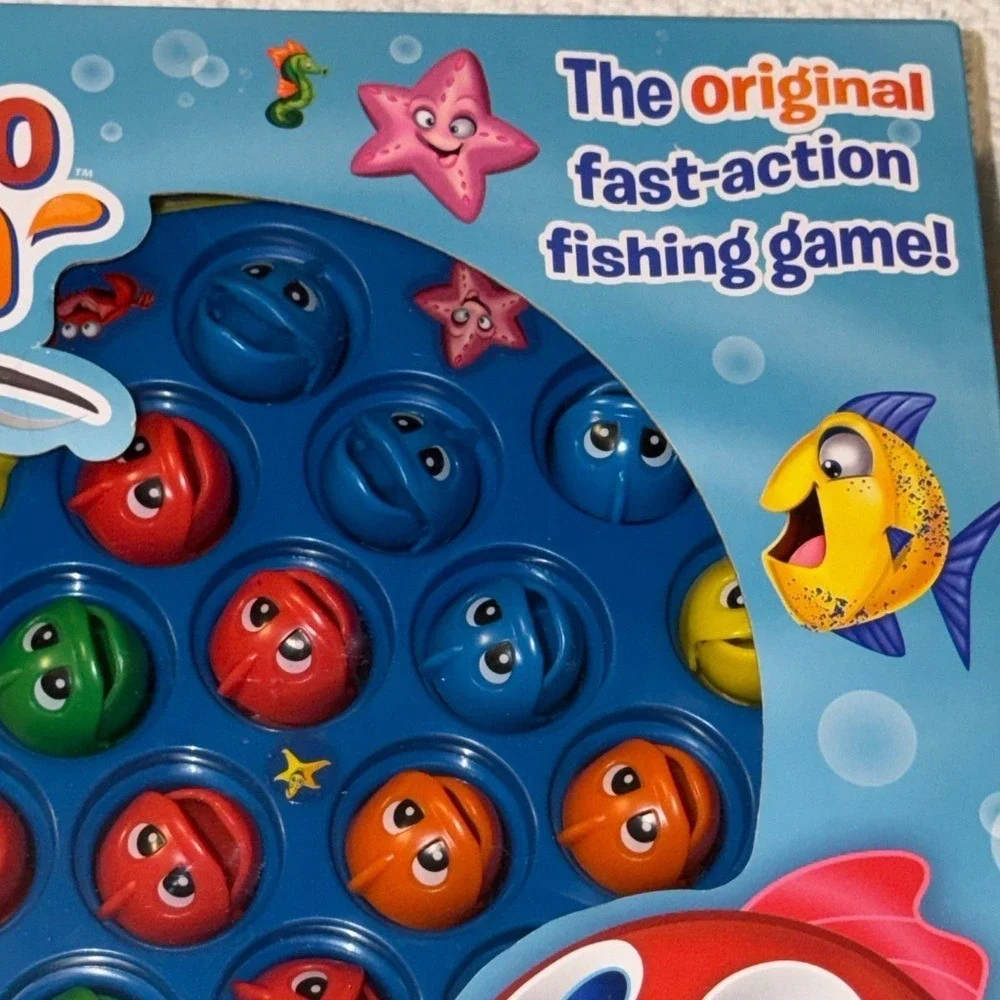 Pressman Let's Go Fishin' Game with Bonus Go Fish Card Game 21 Fish 4 Poles NEW